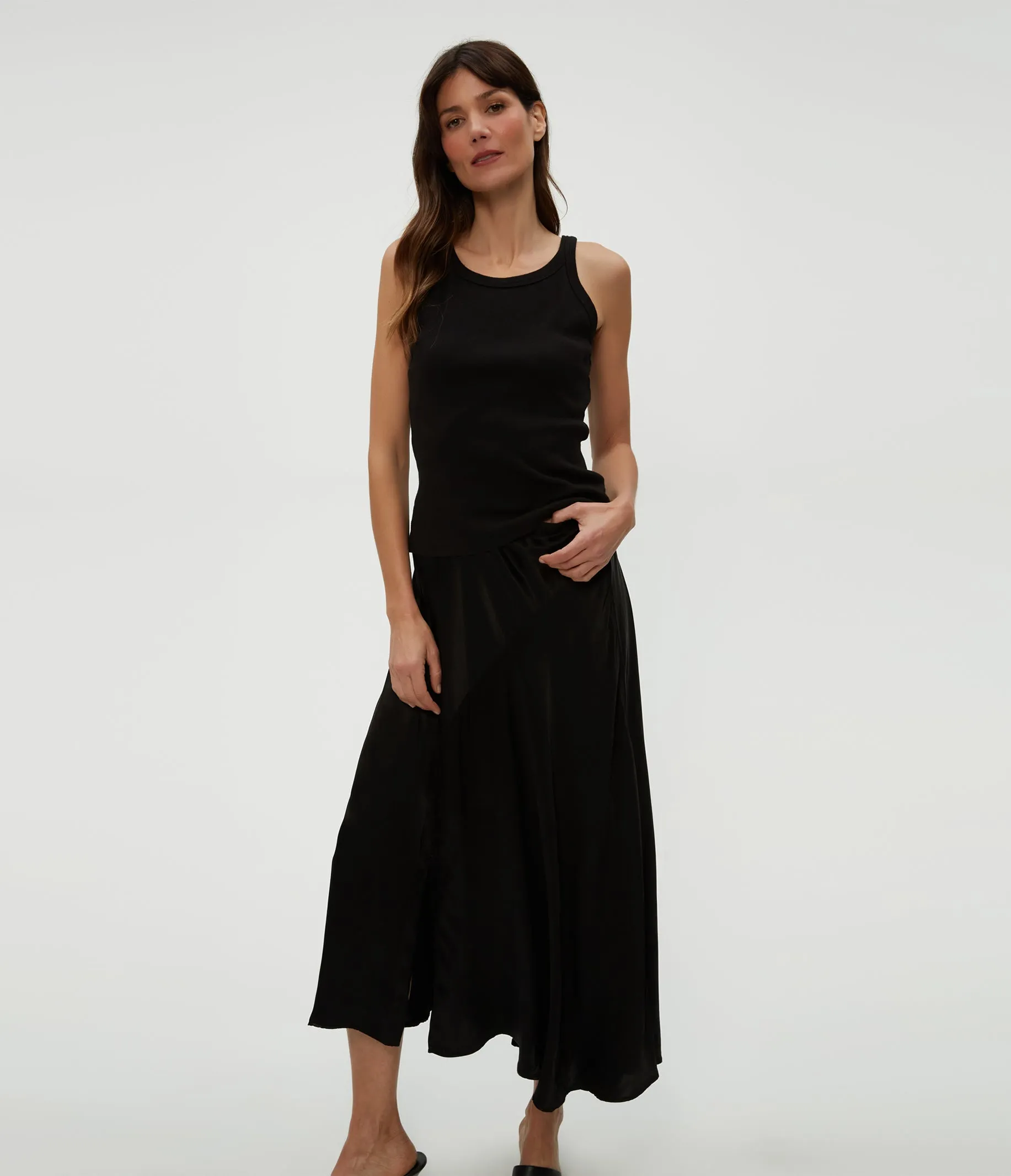 Desi Asymmetrical Satin Skirt