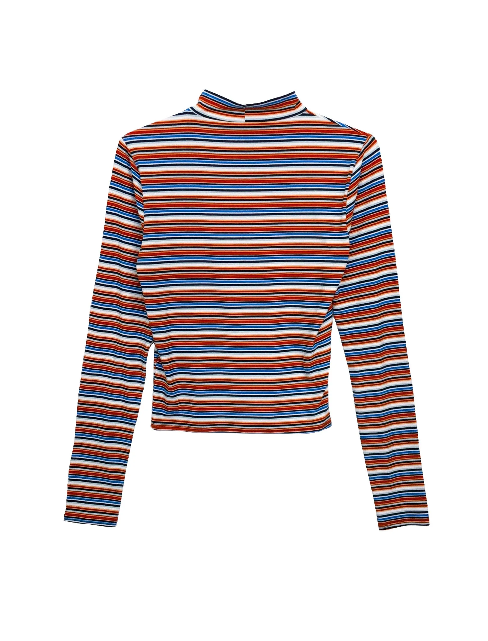 Destiny Striped Mock Neck Top - Red/Blue