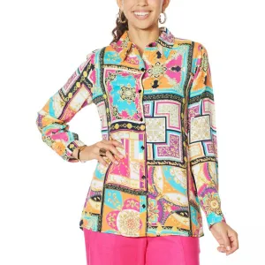 DG2 by Diane Gilman Women's Plus Size Signature Collection Silk Blend Blouse