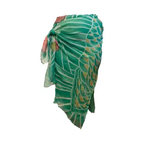 Dior Green Koi Print Silk Asymmetrical Skirt