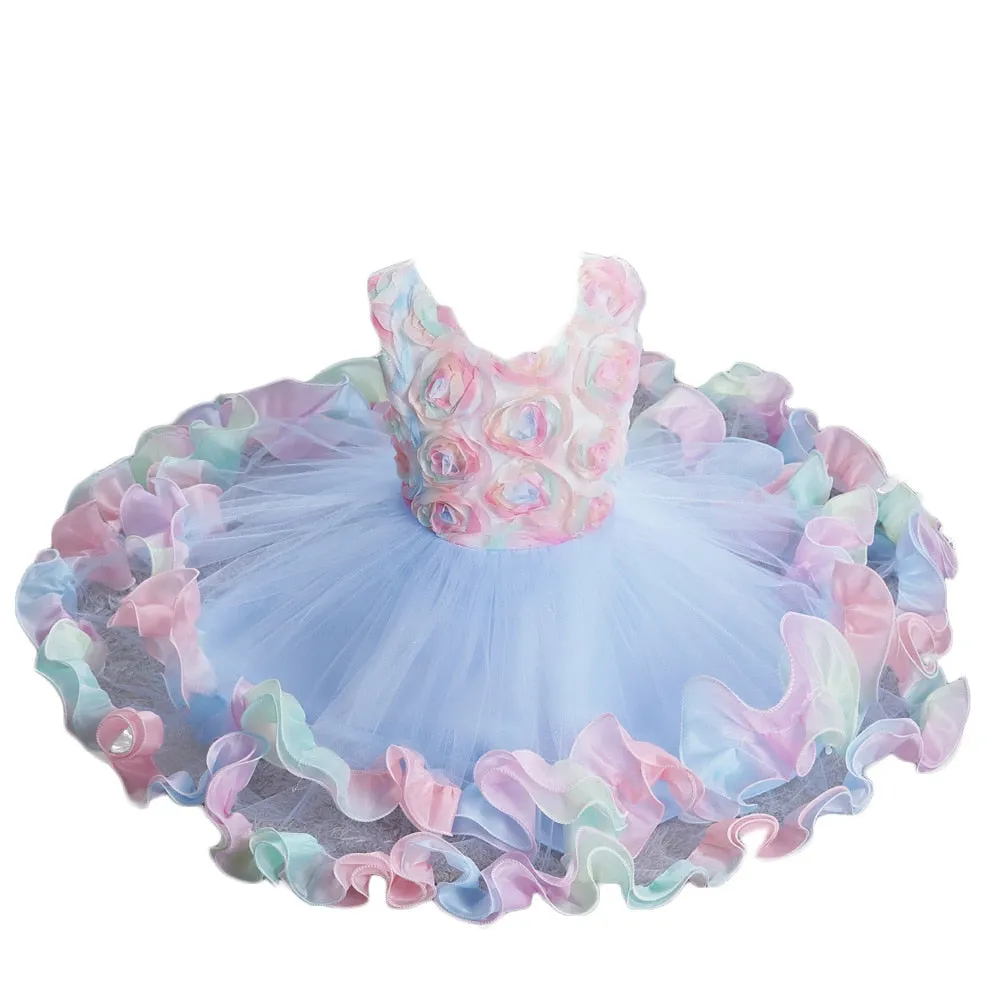 Doll Cake Ruffle Dress-Blue
