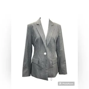 Donna Karan Gray Pinstripe Suit Blazer Jacket Size 4 NWOT