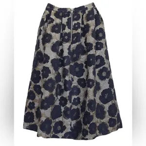 DRESS GALLERY France Pleated Flower Metallic Jacquard- Anthropologie