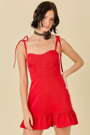 Dutton Denim Dress in Red