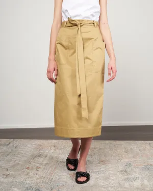 eco poplin lean back wrap skirt - khaki khaki