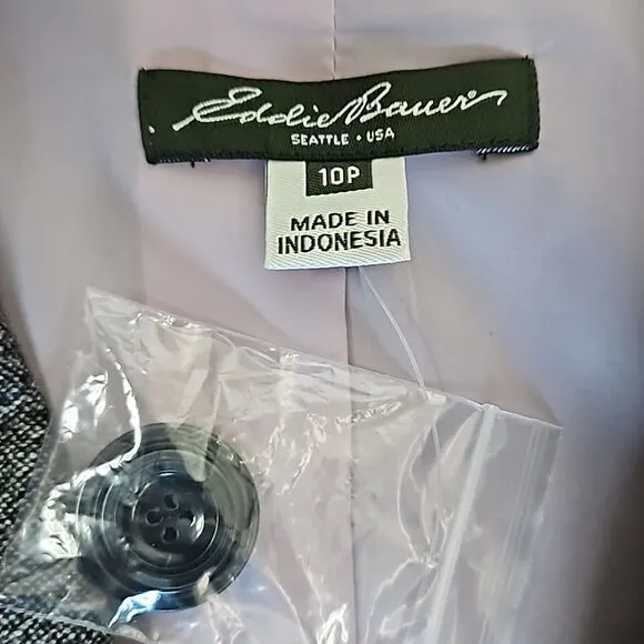 Eddie Bauer Gray Blazer Versatile Suit Jacket Women’s Size 10P 89% wool
