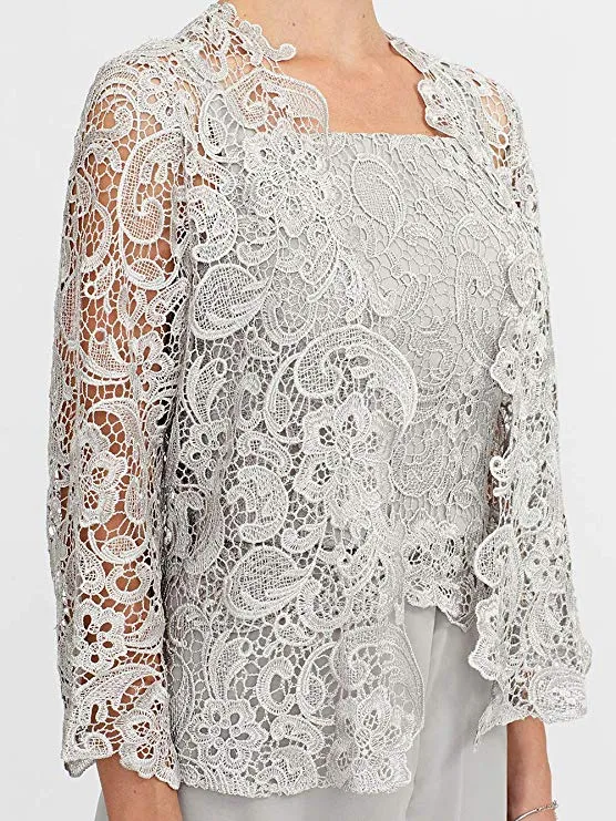 Elegant Mother of The Bride/Groom Pant Made In Chiffon And Lace