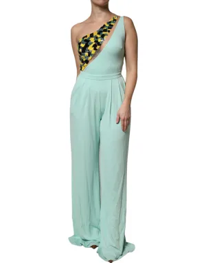 ELISABETTA FRANCHI Women Mint Green Jumpsuit Dress Viscose One-Piece Suit IT 42