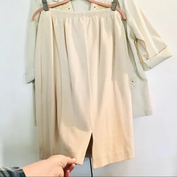 Embellished Blazer Suit Jacket Corduroy Skirt Set