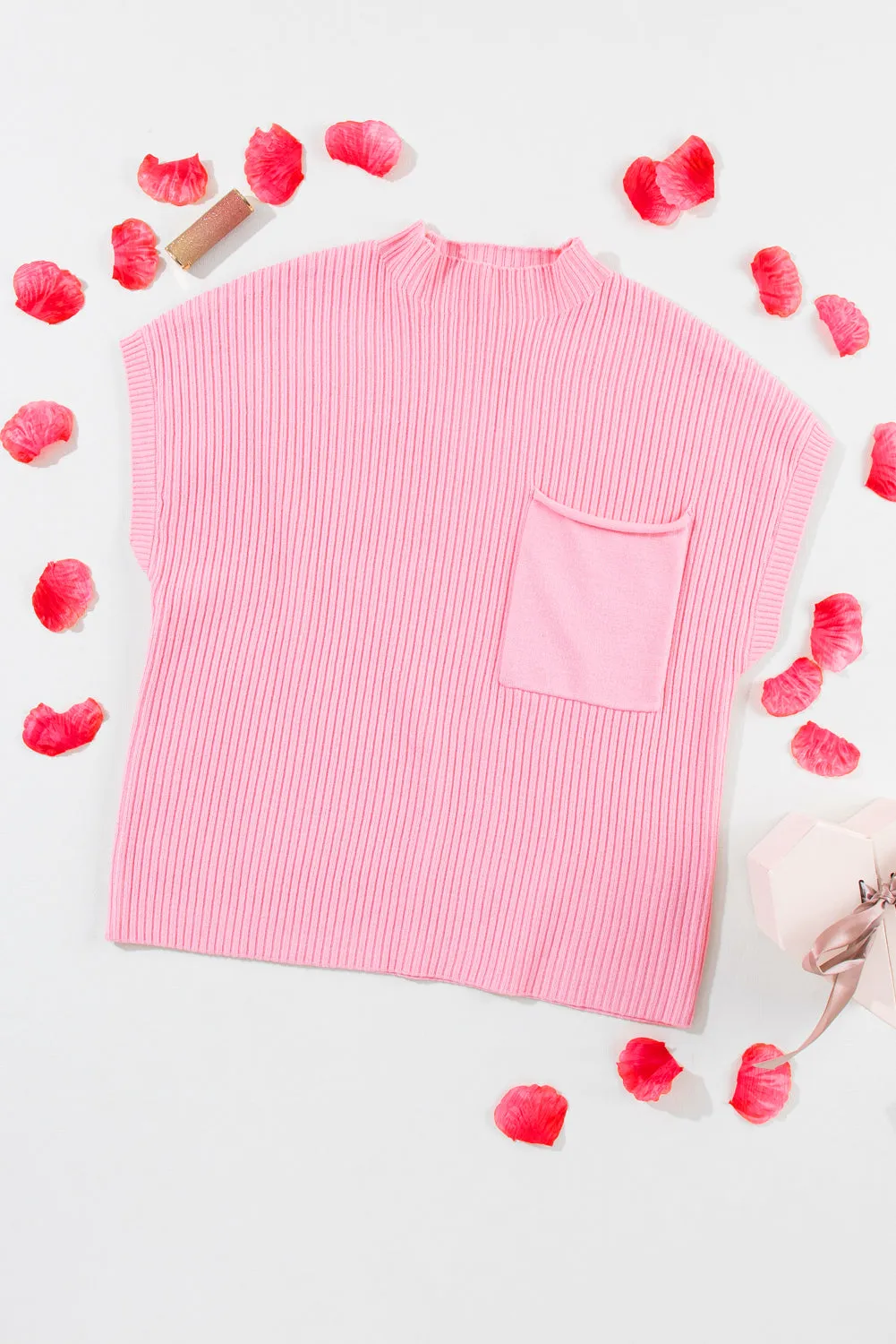 Embrace The Moment Pink Sleeveless Sweater Top