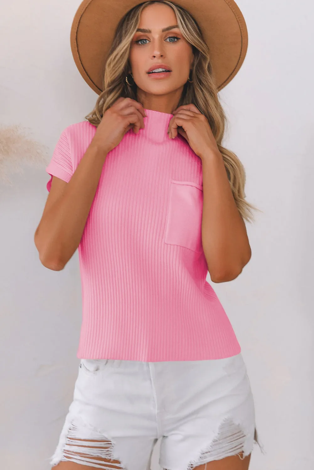 Embrace The Moment Pink Sleeveless Sweater Top