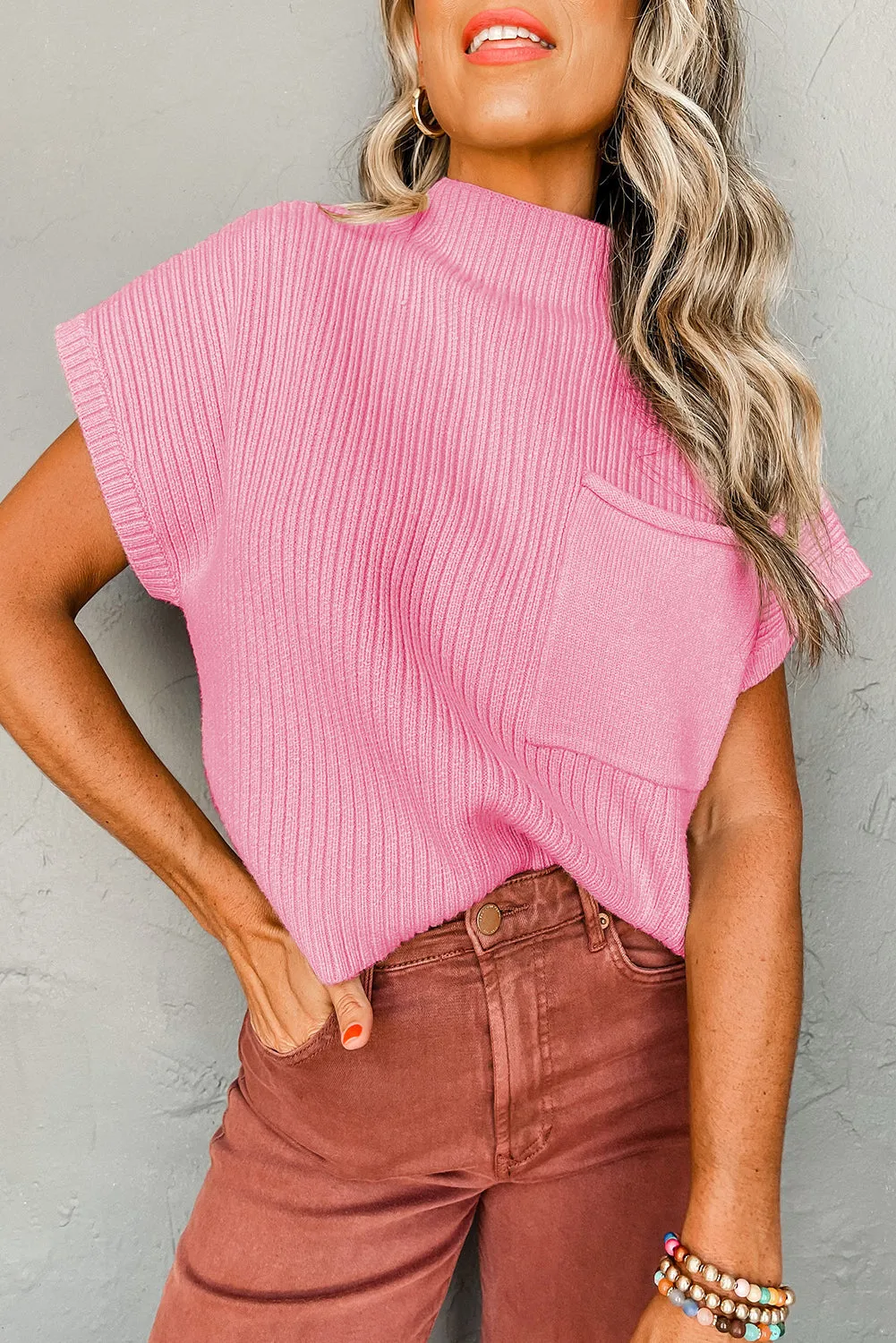 Embrace The Moment Pink Sleeveless Sweater Top