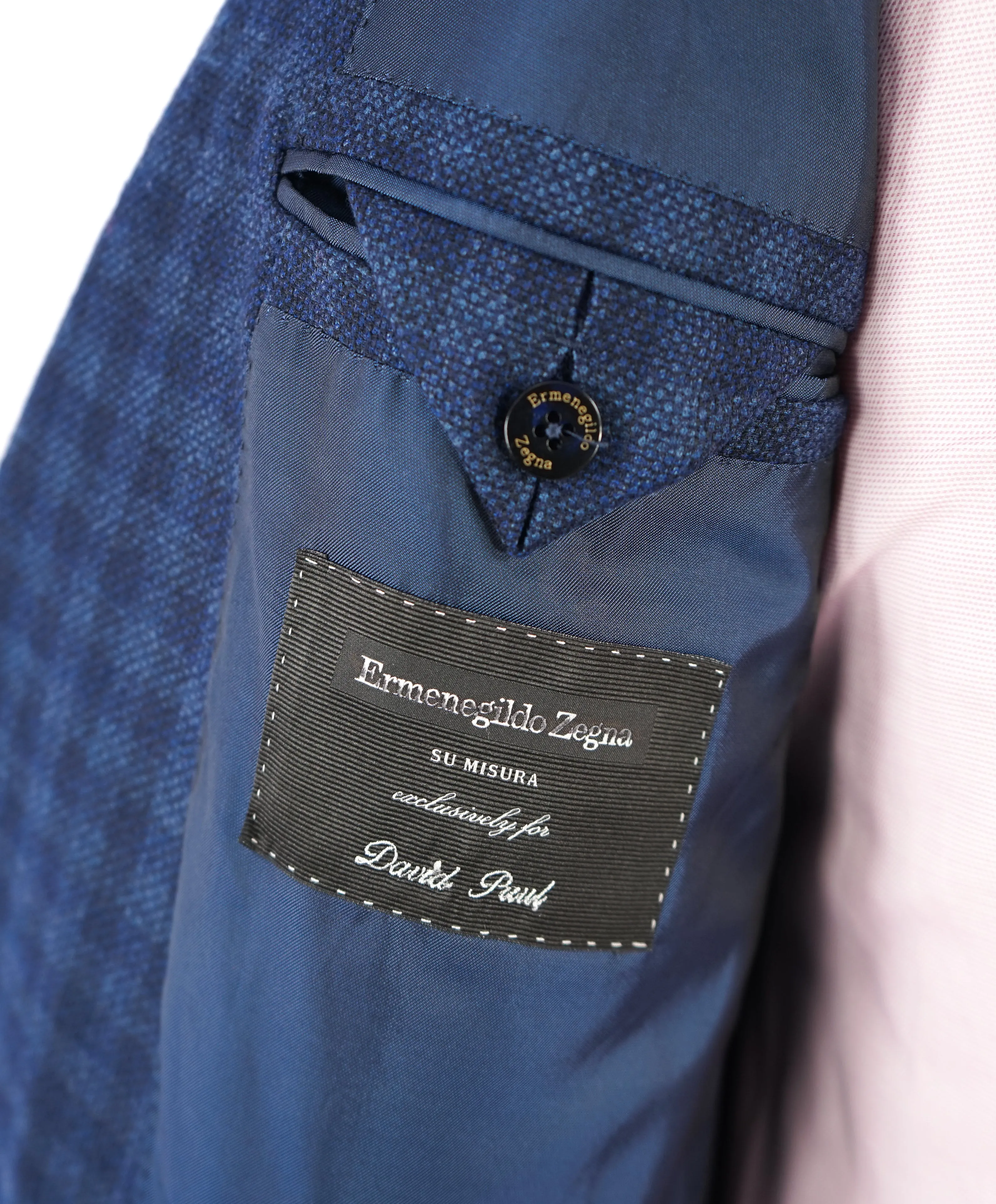 ERMENEGILDO ZEGNA - Blue Bold Check SU MISURA “Silk & Wool” Blazer - 46L