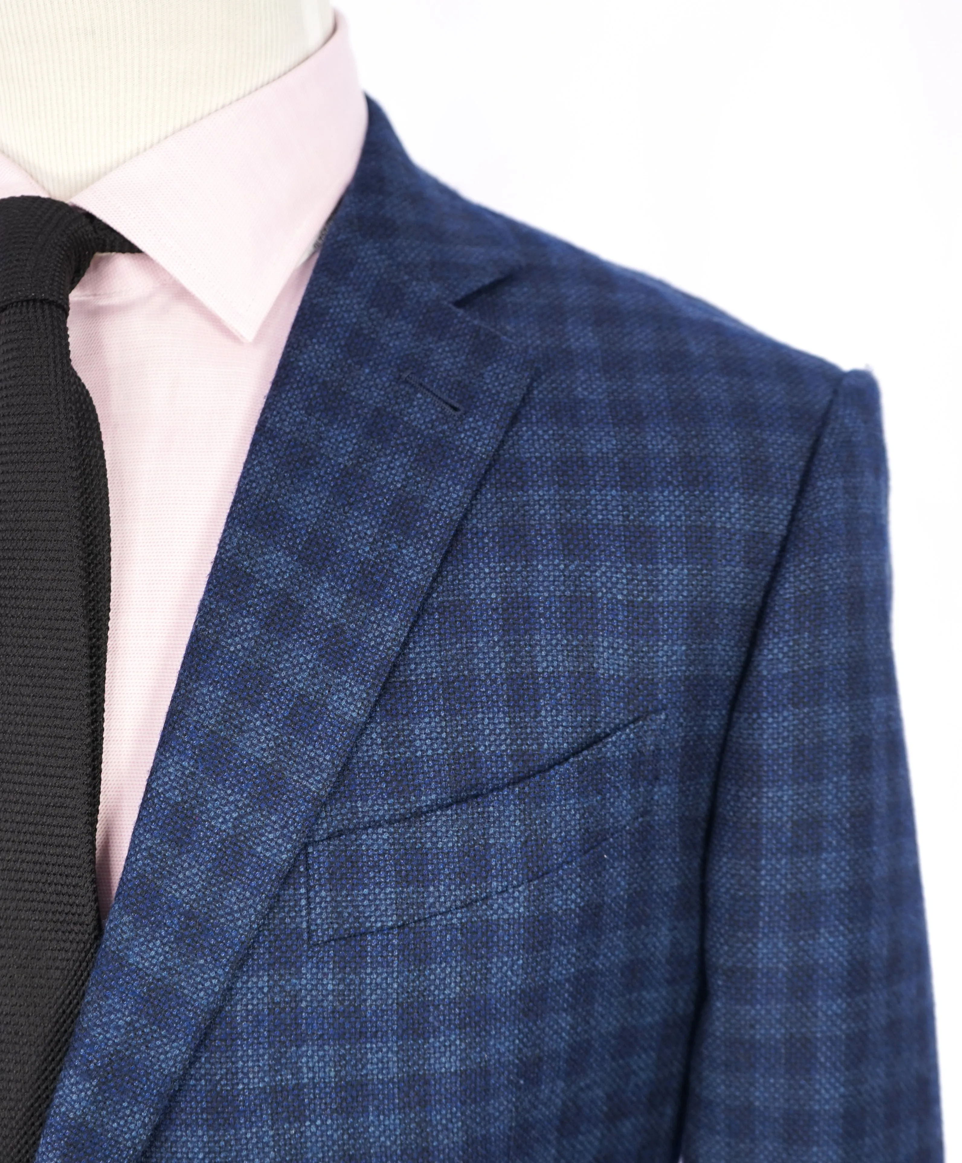ERMENEGILDO ZEGNA - Blue Bold Check SU MISURA “Silk & Wool” Blazer - 46L