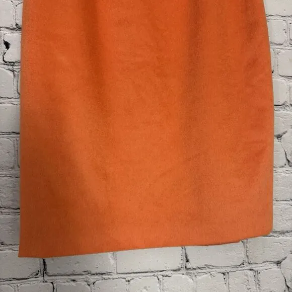 ESCADA Pencil Skirt Rabbit Wool Angora Womens 34 US 4 Orange Modest Old Money