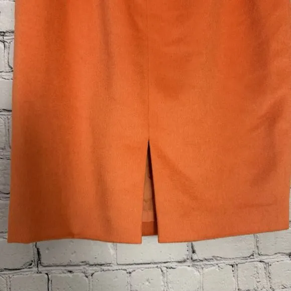 ESCADA Pencil Skirt Rabbit Wool Angora Womens 34 US 4 Orange Modest Old Money