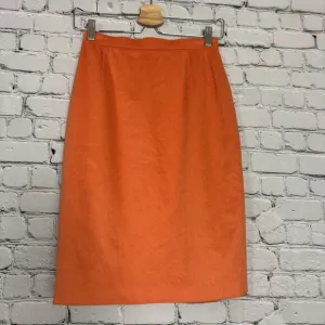 ESCADA Pencil Skirt Rabbit Wool Angora Womens 34 US 4 Orange Modest Old Money