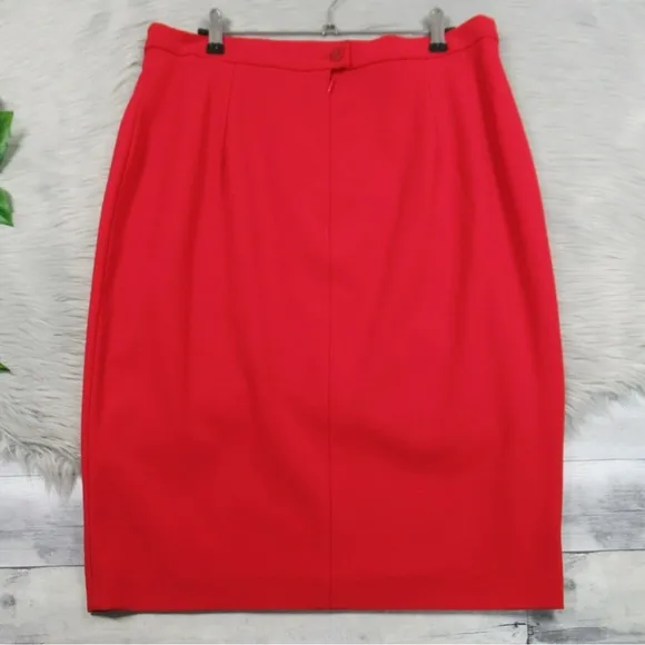 ESCADA Red Wool Pencil Skirt Women’s 42 US Size 12