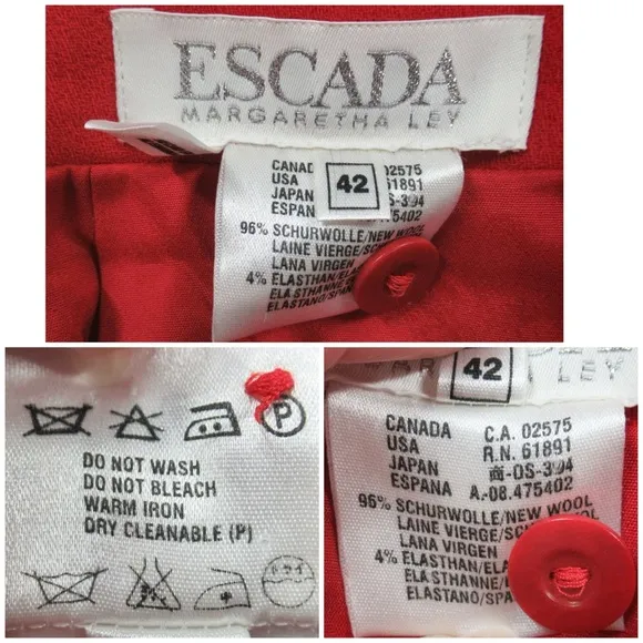 ESCADA Red Wool Pencil Skirt Women’s 42 US Size 12