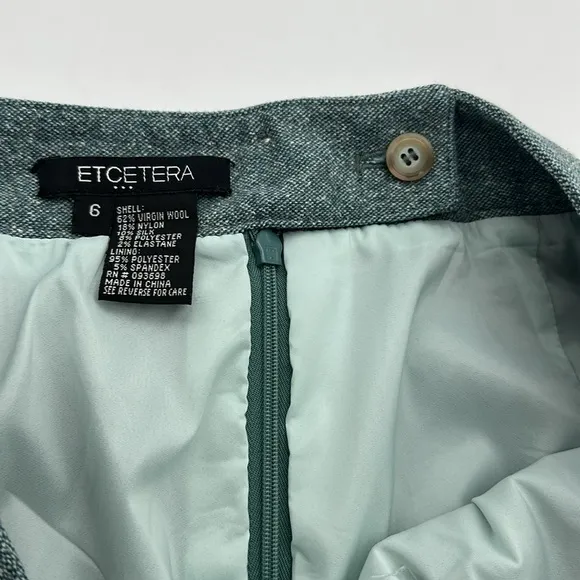 ⭐️Etcetera Virgin Wool blend pencil Teal Skirt women’s size 6 (A94)