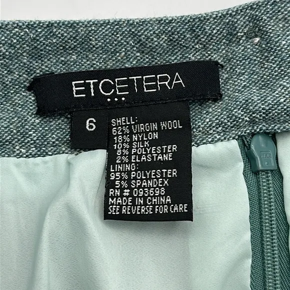 ⭐️Etcetera Virgin Wool blend pencil Teal Skirt women’s size 6 (A94)