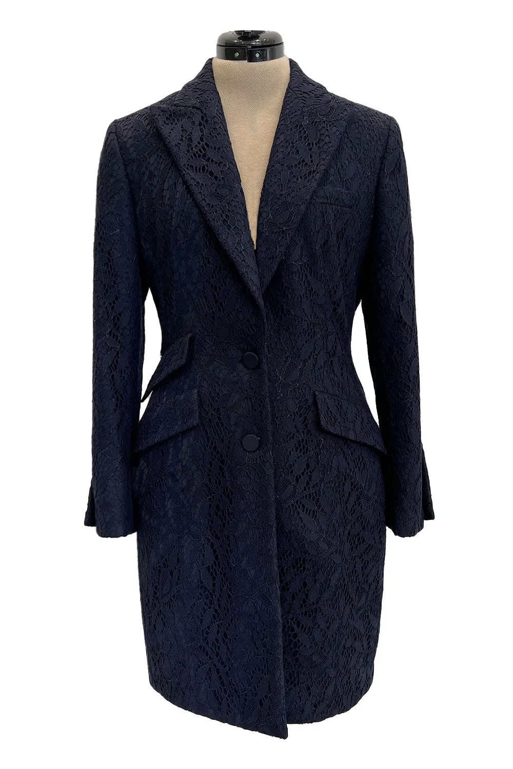 Fabulous 2004 Cruise Christian Dior by John Galliano Deep Blue Lace Jacket Mini Dress
