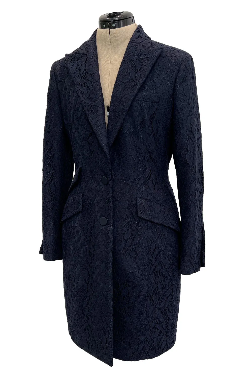 Fabulous 2004 Cruise Christian Dior by John Galliano Deep Blue Lace Jacket Mini Dress
