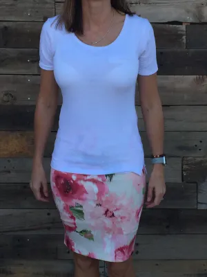Floral Pink Pencil Skirt