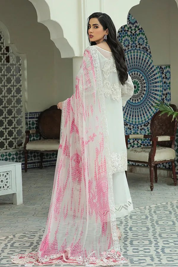 Floral Snow White Embroidered Pakistani Salwar Kameez Suit with Dupatta