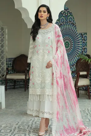 Floral Snow White Embroidered Pakistani Salwar Kameez Suit with Dupatta