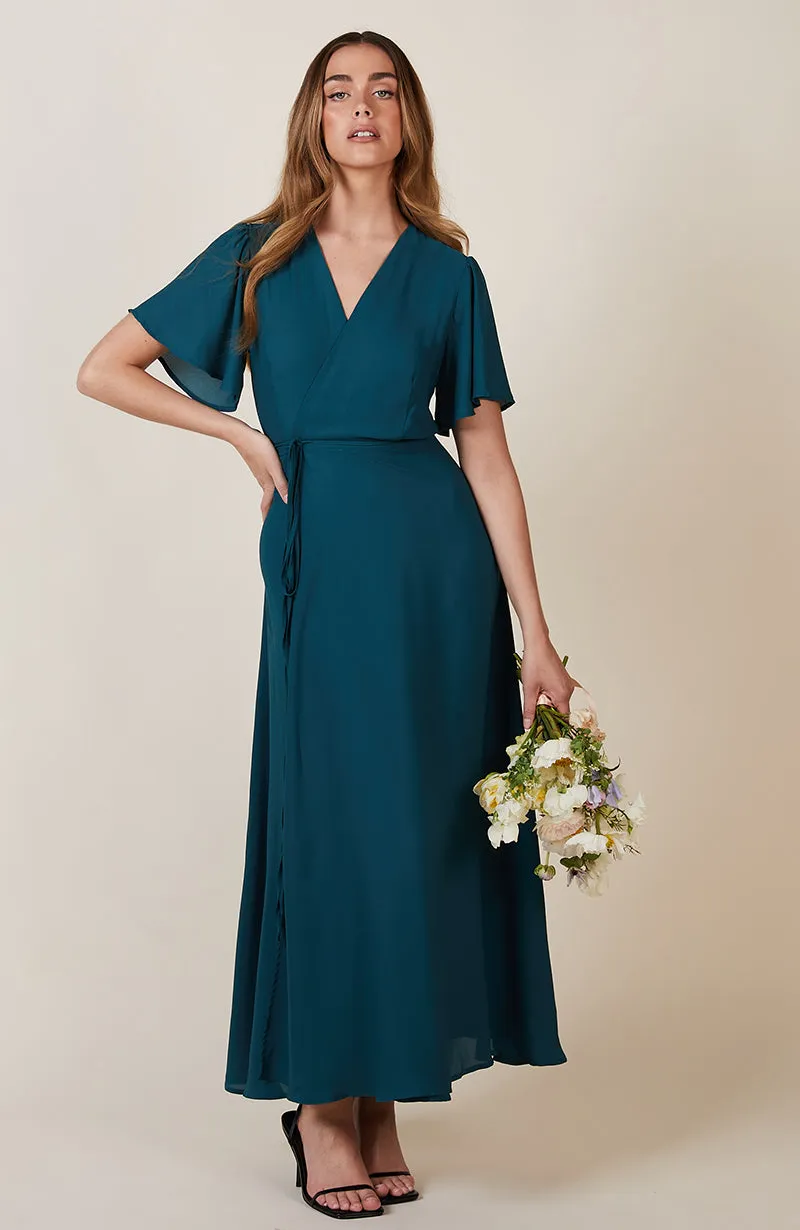 Florence Dress in Forest Green Crepe