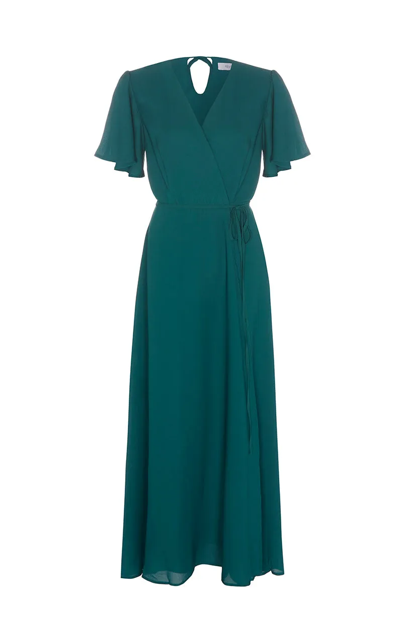Florence Dress in Forest Green Crepe