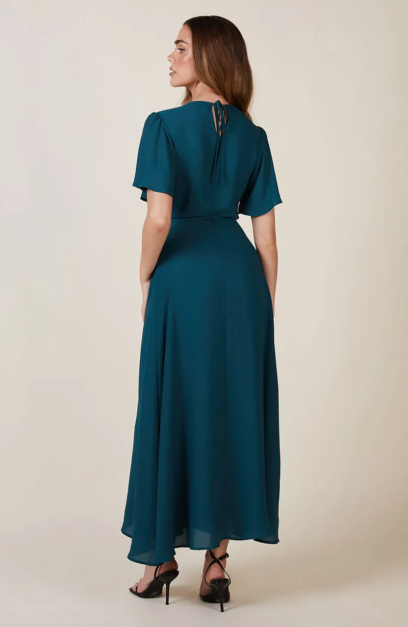 Florence Dress in Forest Green Crepe
