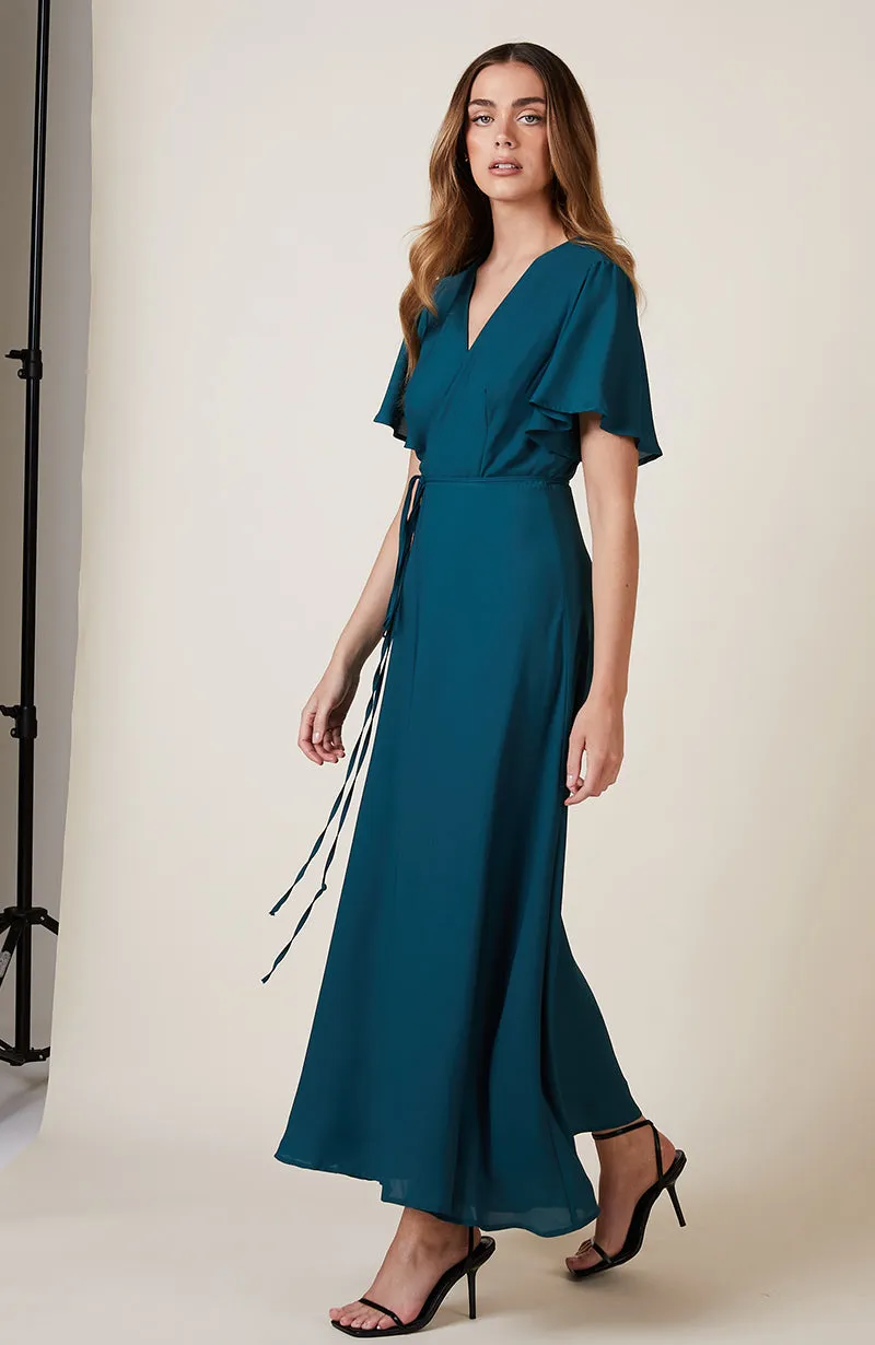 Florence Dress in Forest Green Crepe