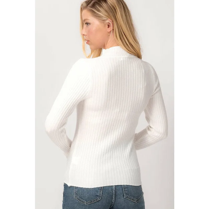 Forever Be Knit Turtleneck Sweater - Black & Ivory