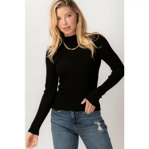 Forever Be Knit Turtleneck Sweater - Black & Ivory
