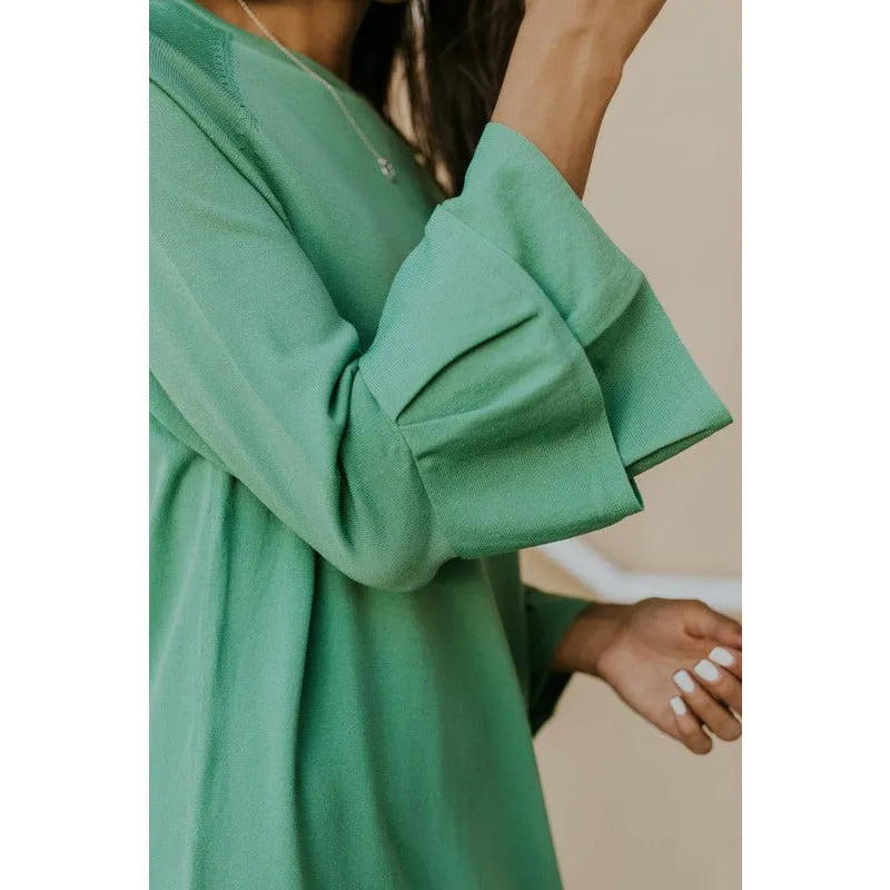 Freda Ruffle Sleeve Dress - Green