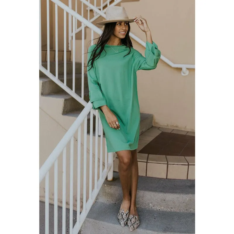 Freda Ruffle Sleeve Dress - Green