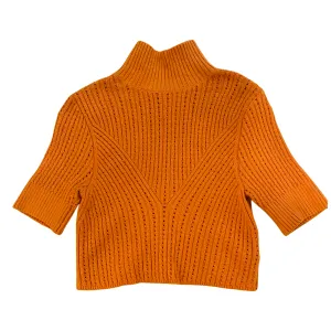 Free People Intimately  Carly Swit Crop Knit Top Turtleneck Orange Size Medium