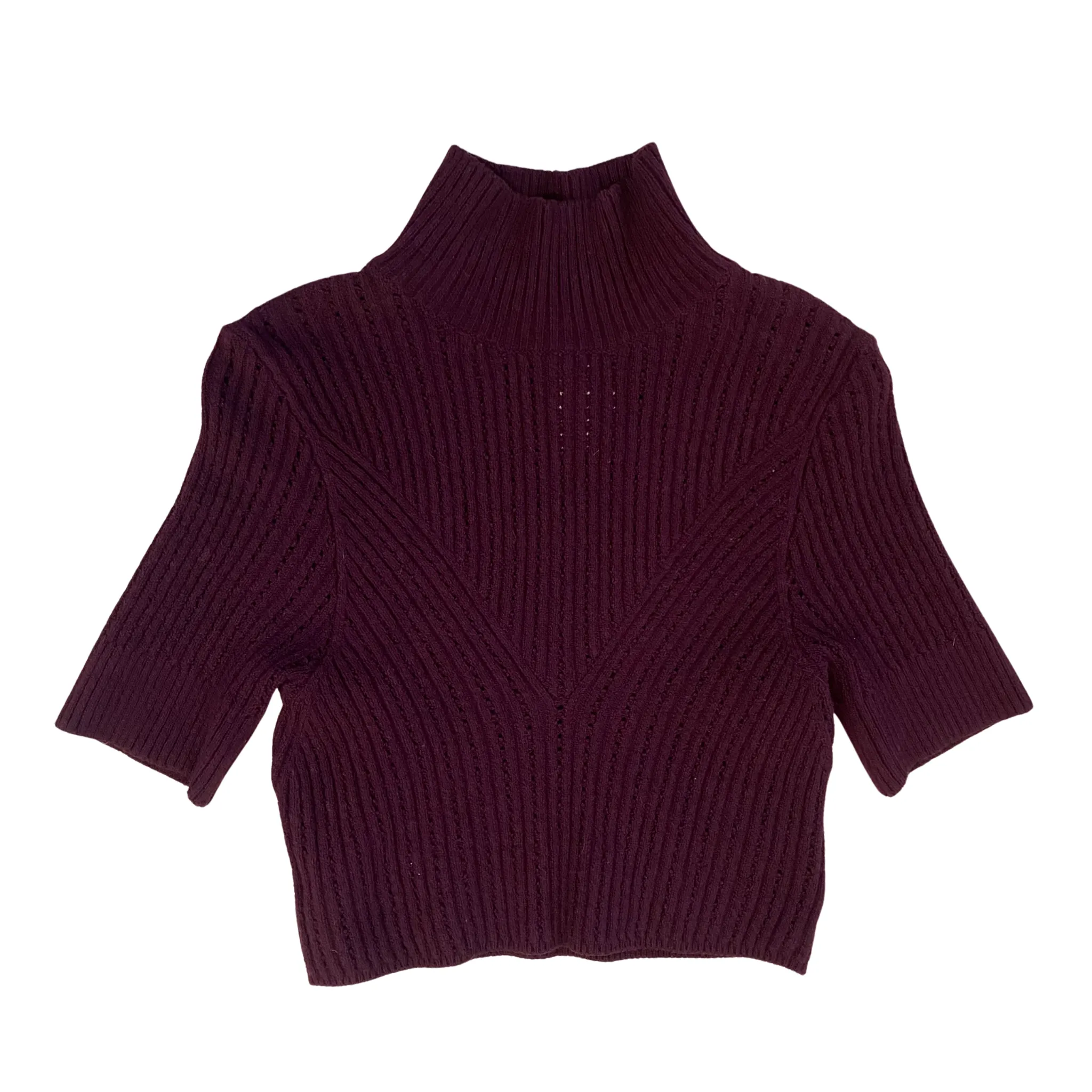 Free People Intimately  Carly Swit Crop Knit Top Turtleneck Purple Size Large