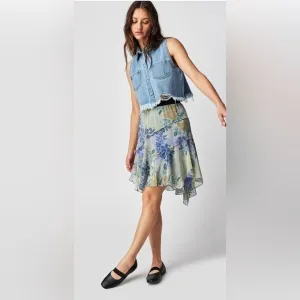 Free people Milly Asymmetrical Mini Skirt women’s sizes xs and large blue combo