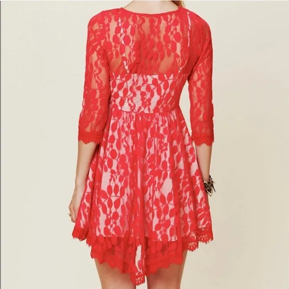 Free People Red Lace Dress