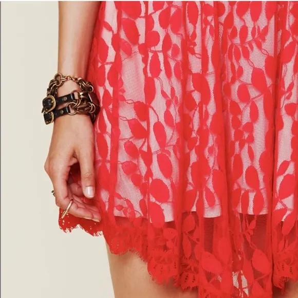 Free People Red Lace Dress