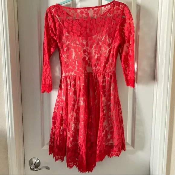 Free People Red Lace Dress