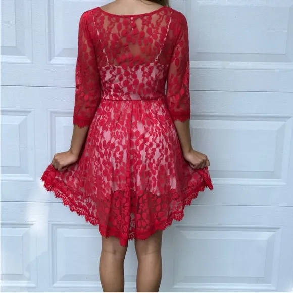 Free People Red Lace Dress