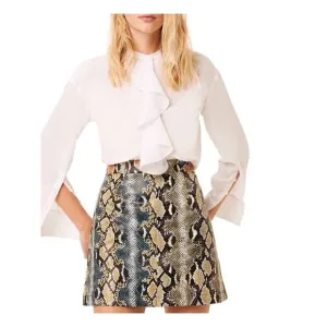 FRENCH CONNECTION Womens Beige Zippered Snake Print Mini Pencil Skirt 2