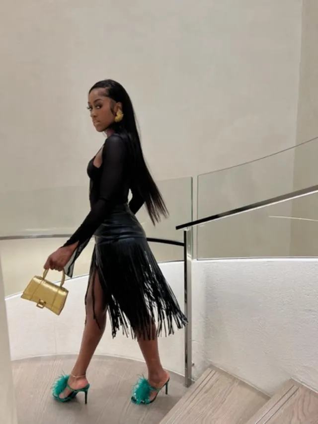 G Saints Vegan Leather Fringe Skirt