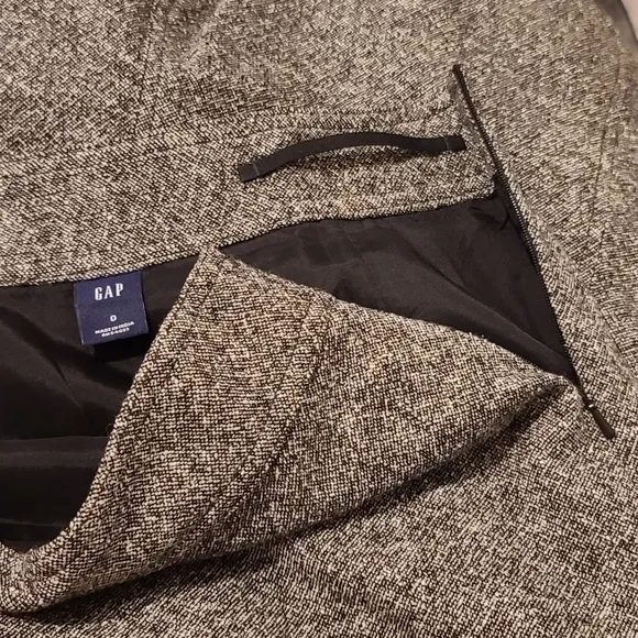 GAP Tweed Wool Black &amp; Charcoal Pencil Skirt Size 0