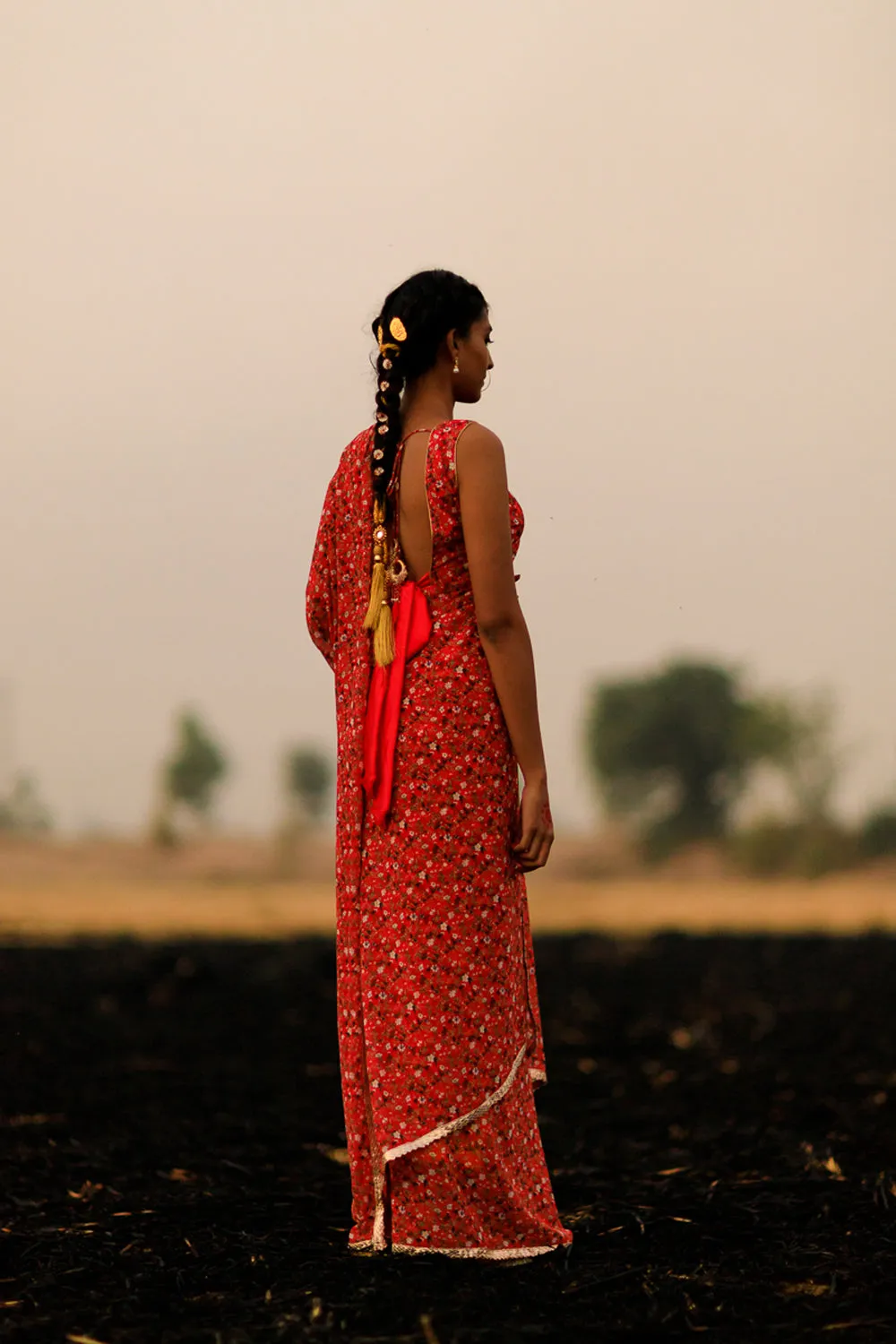 Georgette printed saree set