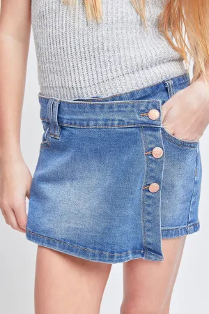 Girls 3-Button Asymmetric Skort